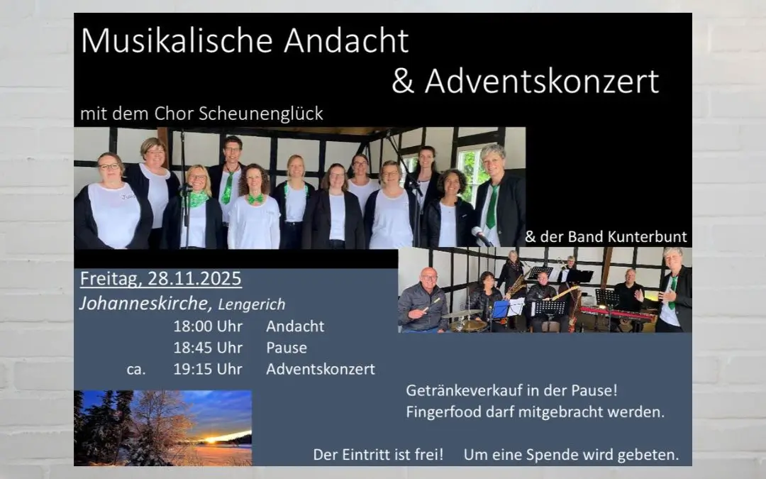 1. Adventsandacht 2025 – Konzert Chor Scheunenglück
