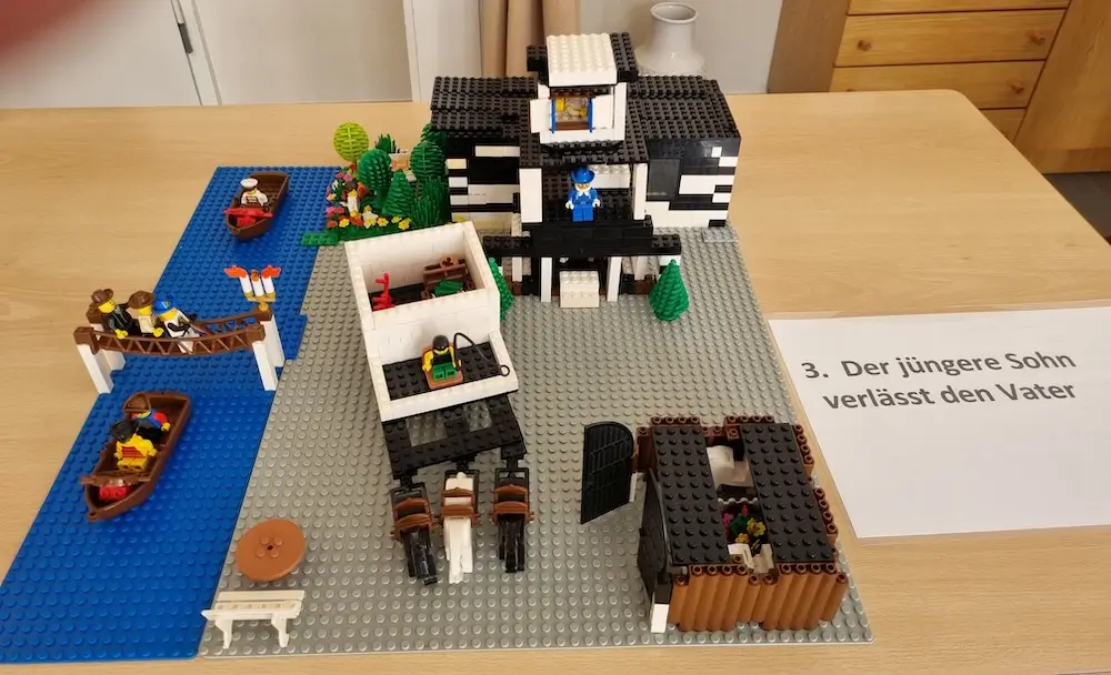 Lego-Szene 3: Der jüngere Sohn verlässt den Vater (Lego trifft Bibel, Gleichnis vom verlorenen Sohn)